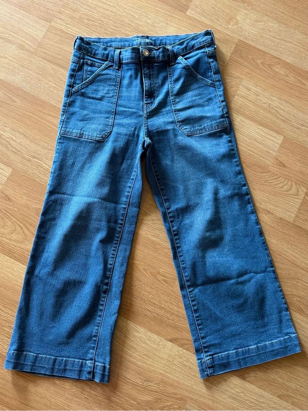 Time & Tru High-Rise Wide-Leg Cropped Jeans Front Porch Pockets Women’s Size10